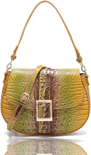 Crocodile Bags for Women Luxury Handbag Flap Purse Small Crossbody handbag for Ladies Gradient Color Shoulder Bag