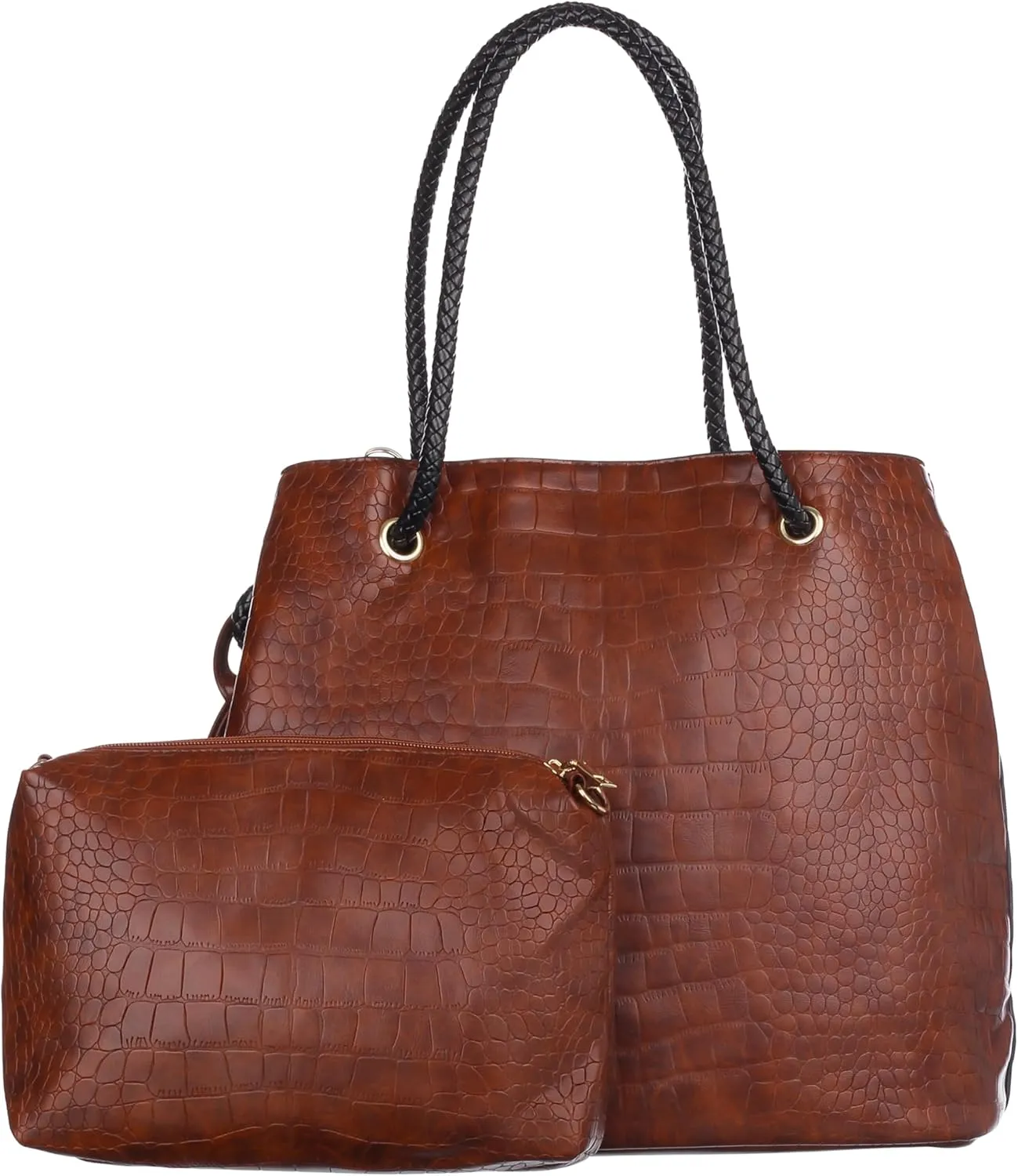 Crocodile-Embossed Tote Bag for Women – Stylish Large Shoulder Handbag, Fits 15.6" Laptop – Work & Office Purse