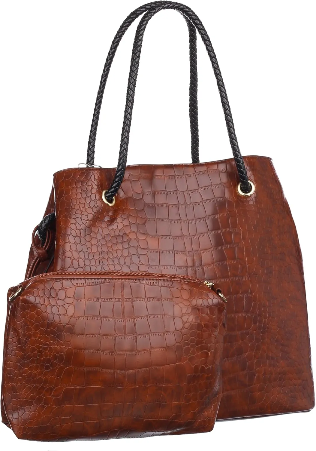 Crocodile-Embossed Tote Bag for Women – Stylish Large Shoulder Handbag, Fits 15.6" Laptop – Work & Office Purse