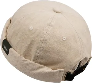Croogo Brimless Docker Cap Unisex Rolled Cuff Harbour Hat Visor-Less Cap Cotton Beanie Landlord Hat Casual Sailor Skull Cap