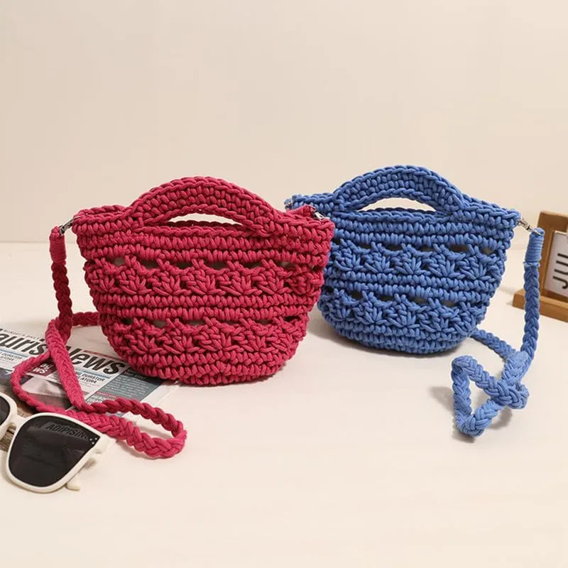 Crossbody Bags For Women Handmade Purse Shoulder Handbag Cotton Purses for Women Travel Bag with Lining Blue