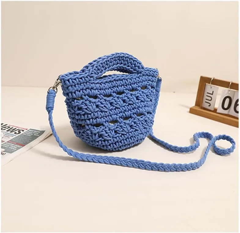 Crossbody Bags For Women Handmade Purse Shoulder Handbag Cotton Purses for Women Travel Bag with Lining Blue