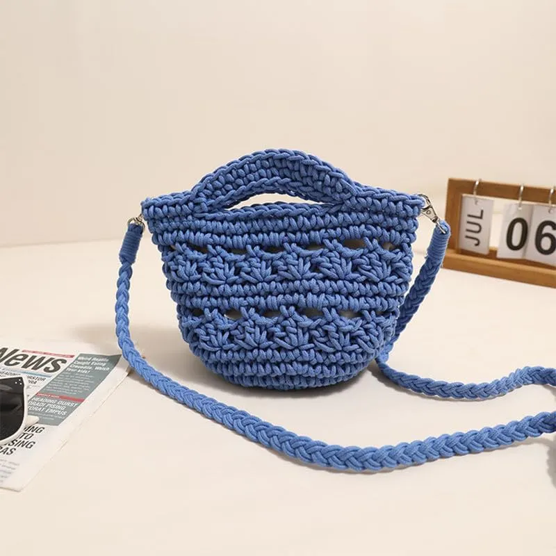 Crossbody Bags For Women Handmade Purse Shoulder Handbag Cotton Purses for Women Travel Bag with Lining Blue