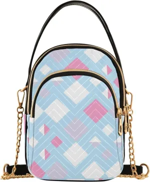 Crossbody Handbags Sling Bags Bling Porcelain Pattern Phone Bag for Women Cross Body Purse Fanny Pack with Leather Handheld and Golden Chain for Traveling Daily