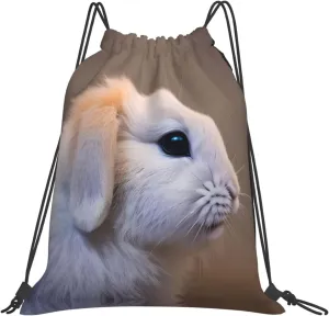 cry rabbit Print Sports Drawstring Backpack,Water Resistant Bag, Gym Backpack for Women Men