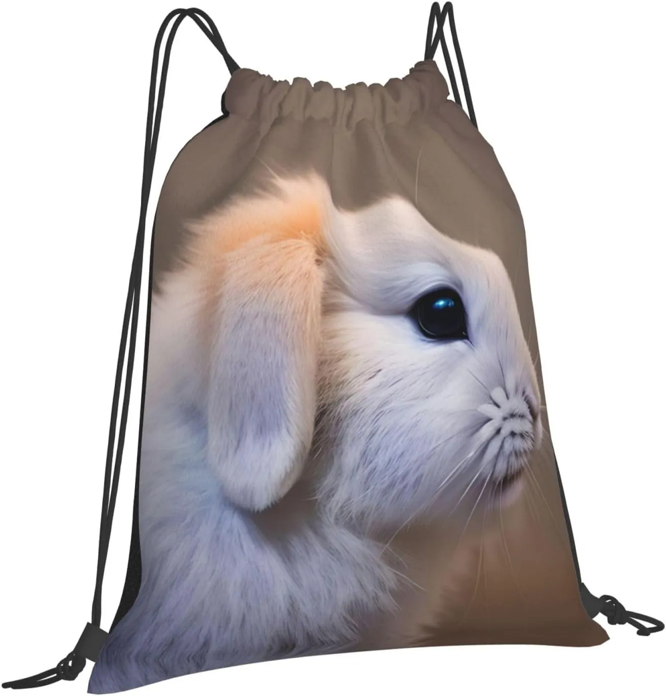 cry rabbit Print Sports Drawstring Backpack,Water Resistant Bag, Gym Backpack for Women Men