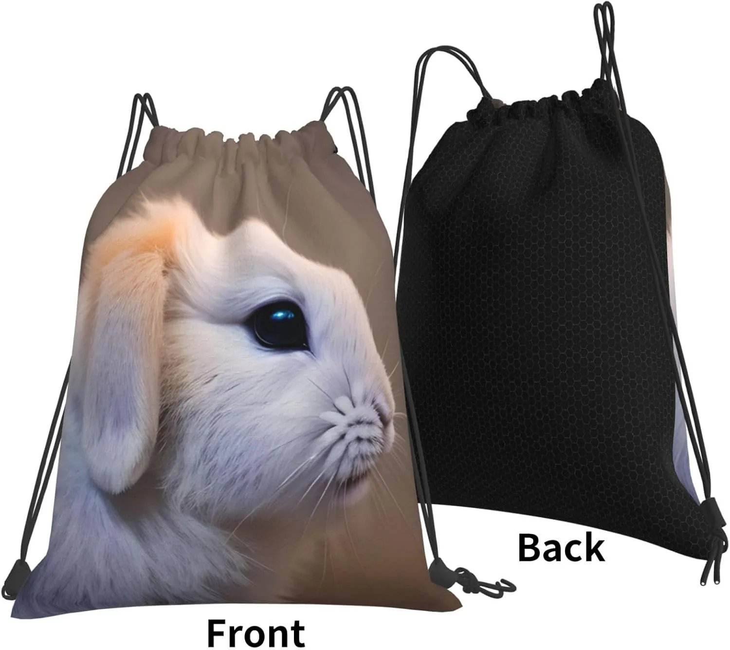 cry rabbit Print Sports Drawstring Backpack,Water Resistant Bag, Gym Backpack for Women Men
