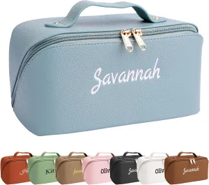 Customized Makeup Bag, Embroidered Custom Makeup Bag with Name Large Capacity Personalized Travel Makeup Bag for Women, Mothers Day Gift (Style 1)