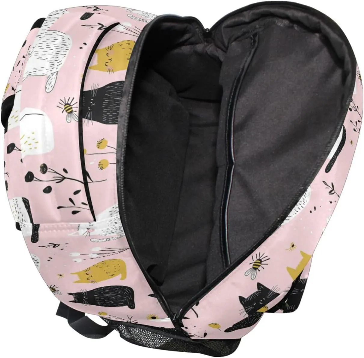 Cute Backpack for Teenager Fashion Business Work Bag with Chest Strap for Business Work College Travel Trip Cartoon Cute Cat White