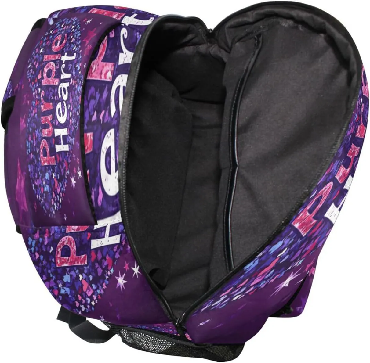 Cute Backpack for Teenager Fashion Outdoor Backpack with Chest Strap for Travel Trip Purple Heart Day Red and Blue Stars
