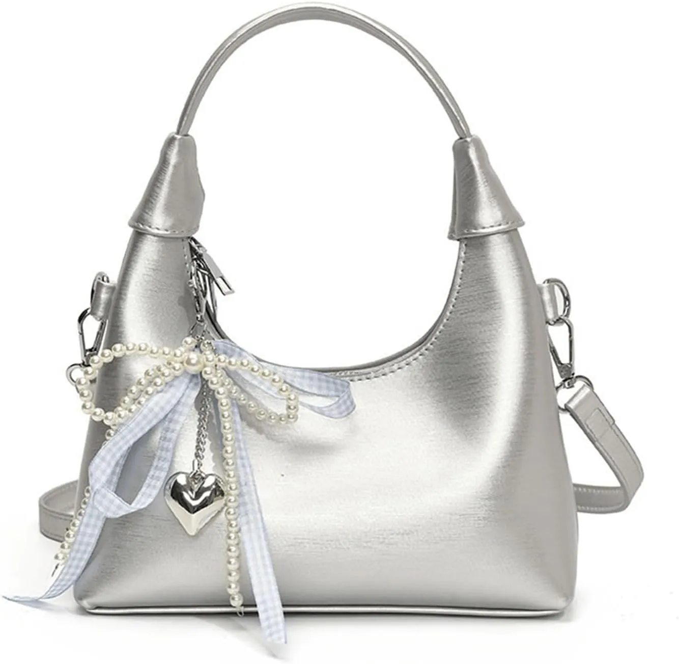 Cute Purse Small Hobo Bag Bow Pearl Charm Y2k Mini Purses Retro Classic Elegance Luxurious and Vintage Handbag