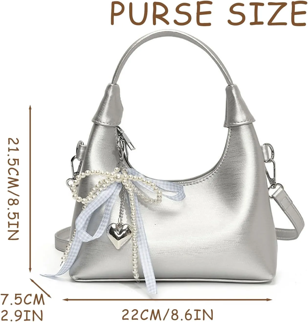 Cute Purse Small Hobo Bag Bow Pearl Charm Y2k Mini Purses Retro Classic Elegance Luxurious and Vintage Handbag
