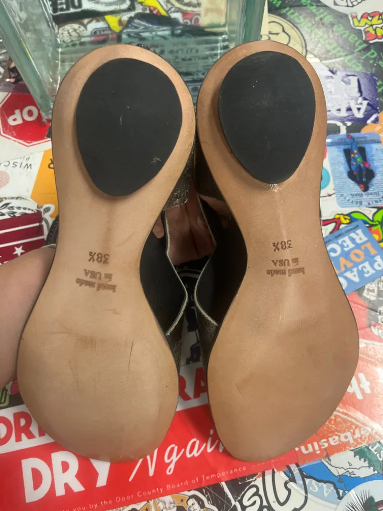 CYDWOQ HANDMADE METALLIC SANDALS (org$338)