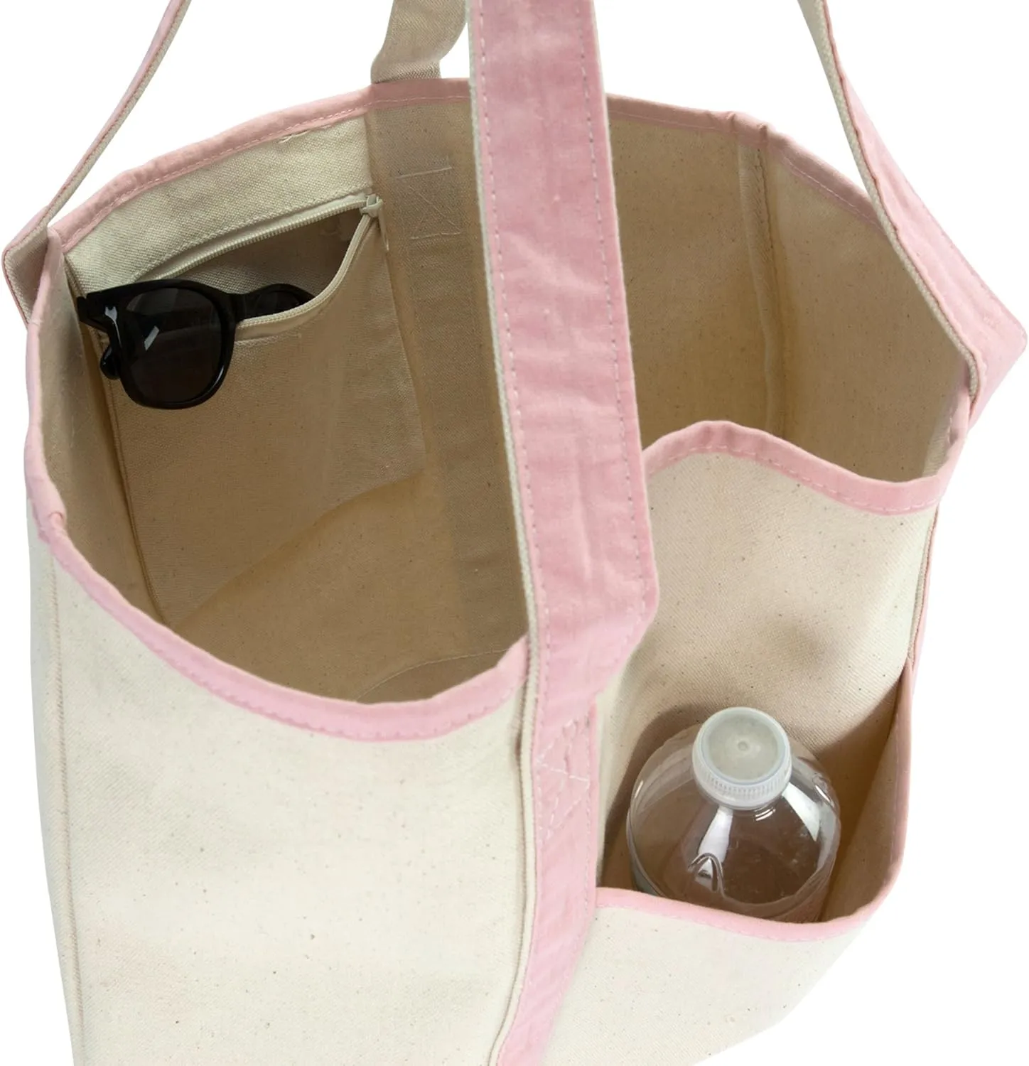 DALIX Women's Cotton Canvas Tote Bag Large Shoulder Bags Pink Monogram A - Z