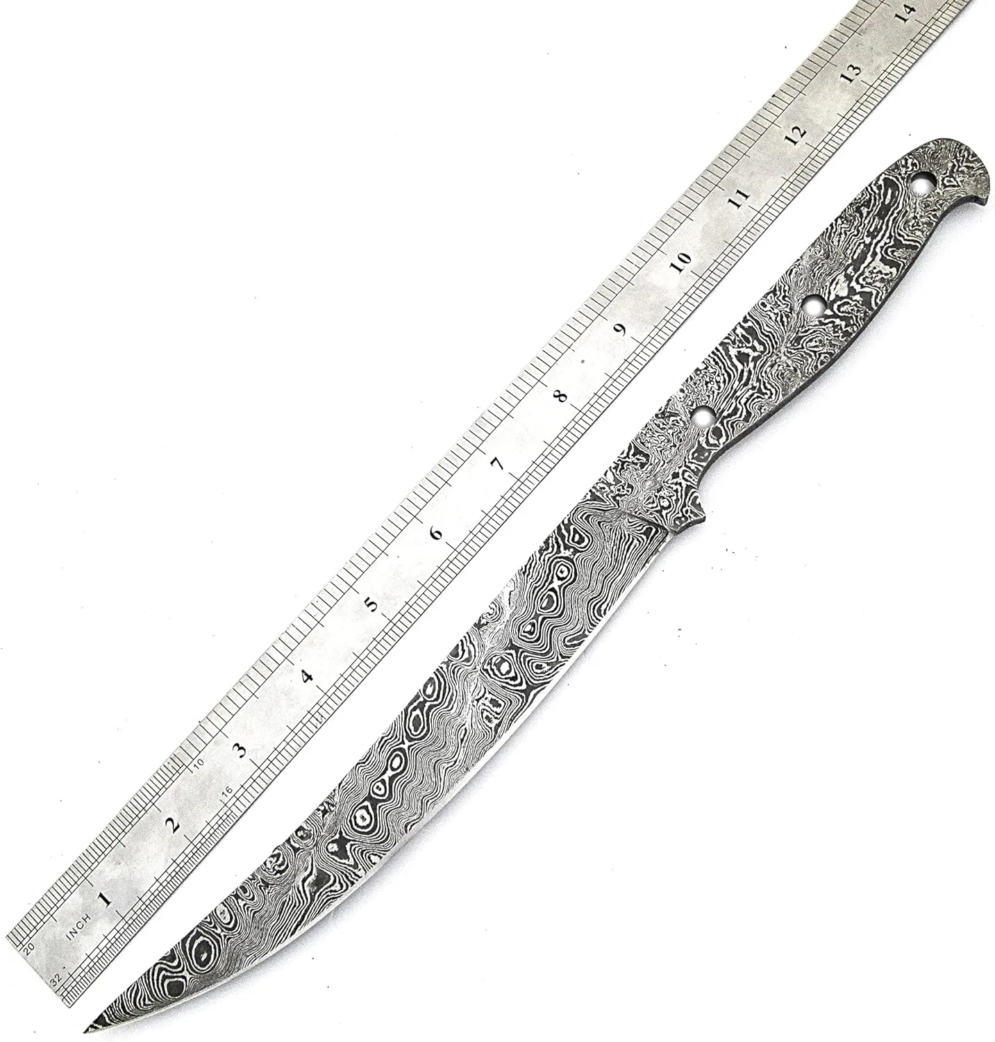 Damascus Knife Making Kit DIY Fish Fillet Handmade Damascus Steel Includes Blank Blade, Pins, Leather Sheath, Handle Scales for Knife (Black-UKK47)