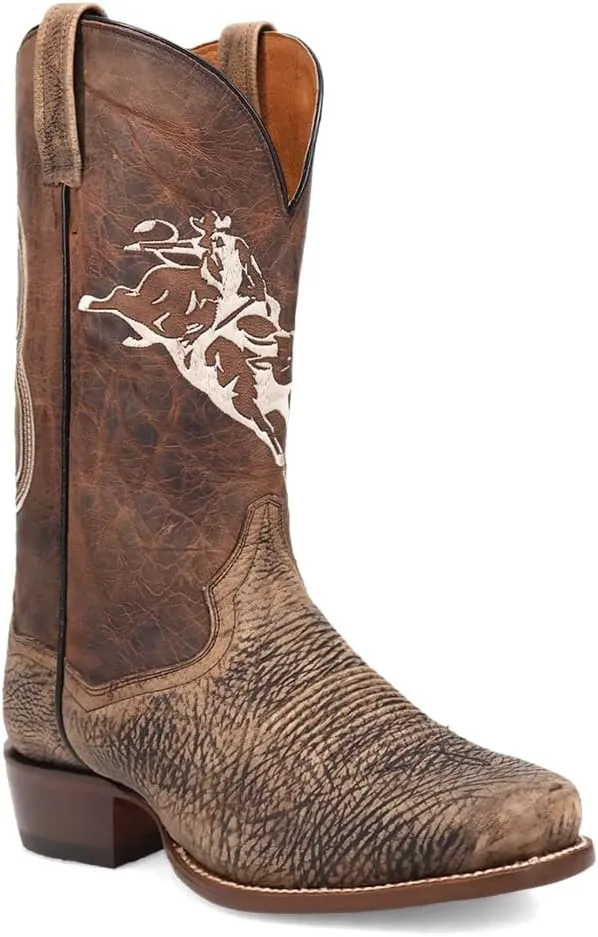 Dan Post Boots Mens Mauney Embroidered Graphic Bison Square Toe Pull On Casual Boots Mid Calf - Brown