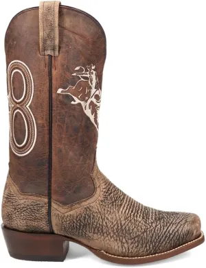 Dan Post Boots Mens Mauney Embroidered Graphic Bison Square Toe Pull On Casual Boots Mid Calf - Brown