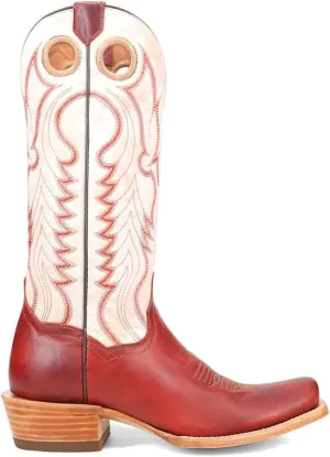 Dan Post Boots Womens Adelaide Embroidered Square Toe Pull On Casual Boots Mid Calf Low Heel 1-2" - Off White, Red