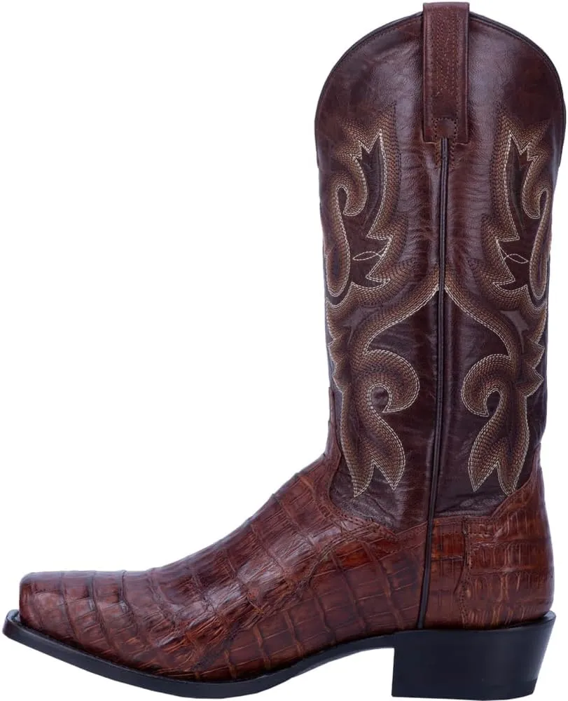 Dan Post Mens Bayou Embroidered Square Toe Pull On Dress Boots Mid Calf - Brown