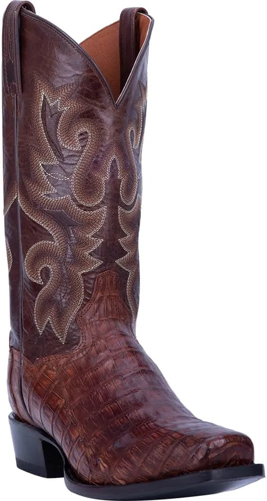 Dan Post Mens Bayou Embroidered Square Toe Pull On Dress Boots Mid Calf - Brown