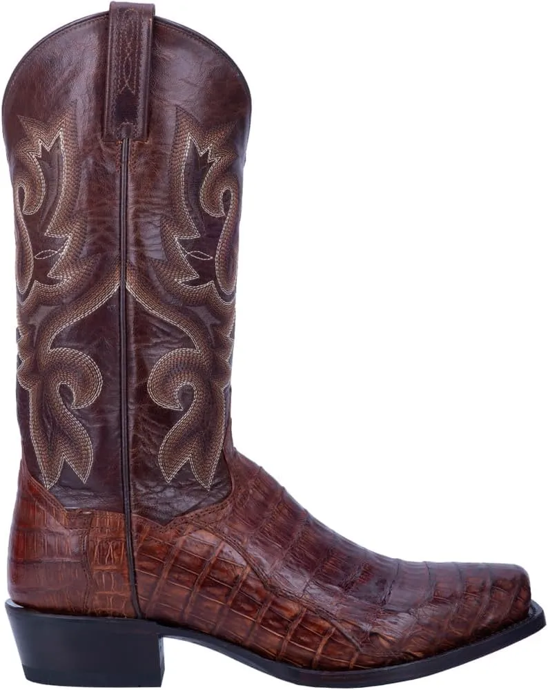 Dan Post Mens Bayou Embroidered Square Toe Pull On Dress Boots Mid Calf - Brown