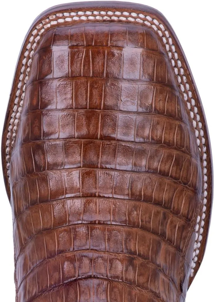 Dan Post Mens Kingsly Croc Embroidered Square Toe Pull On Dress Boots Mid Calf - Brown