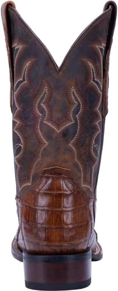 Dan Post Mens Kingsly Croc Embroidered Square Toe Pull On Dress Boots Mid Calf - Brown