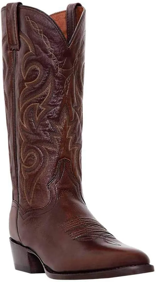 Dan Post Mens Milwaukee Embroidered Narrow Round Toe Casual Boots Mid Calf - Black