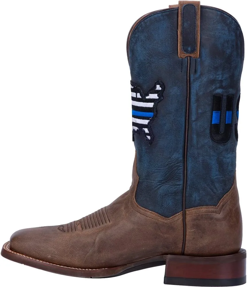 Dan Post Mens Thin Blue Line Square Toe Casual Boots Mid Calf - Blue, Brown