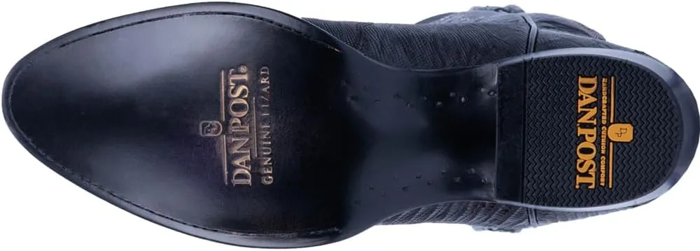 Dan Post Mens Winston Lizard Embroidered Round Toe Pull On Dress Boots Mid Calf - Black