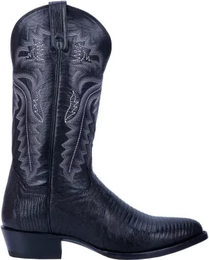 Dan Post Mens Winston Lizard Embroidered Round Toe Pull On Dress Boots Mid Calf - Black