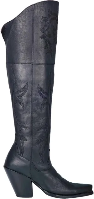 Dan Post Womens Jilted Embroidered Snip Toe Dress Boots Over the Knee High Heel 3" & Up - Brown
