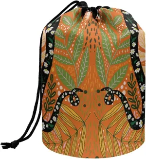 dandelions drawstring makeup bag opens flat collapsible makeup bag portable lazy drawstring makeup bag travel cosmetic pouch toiletry travel essentials for women round makeup bag