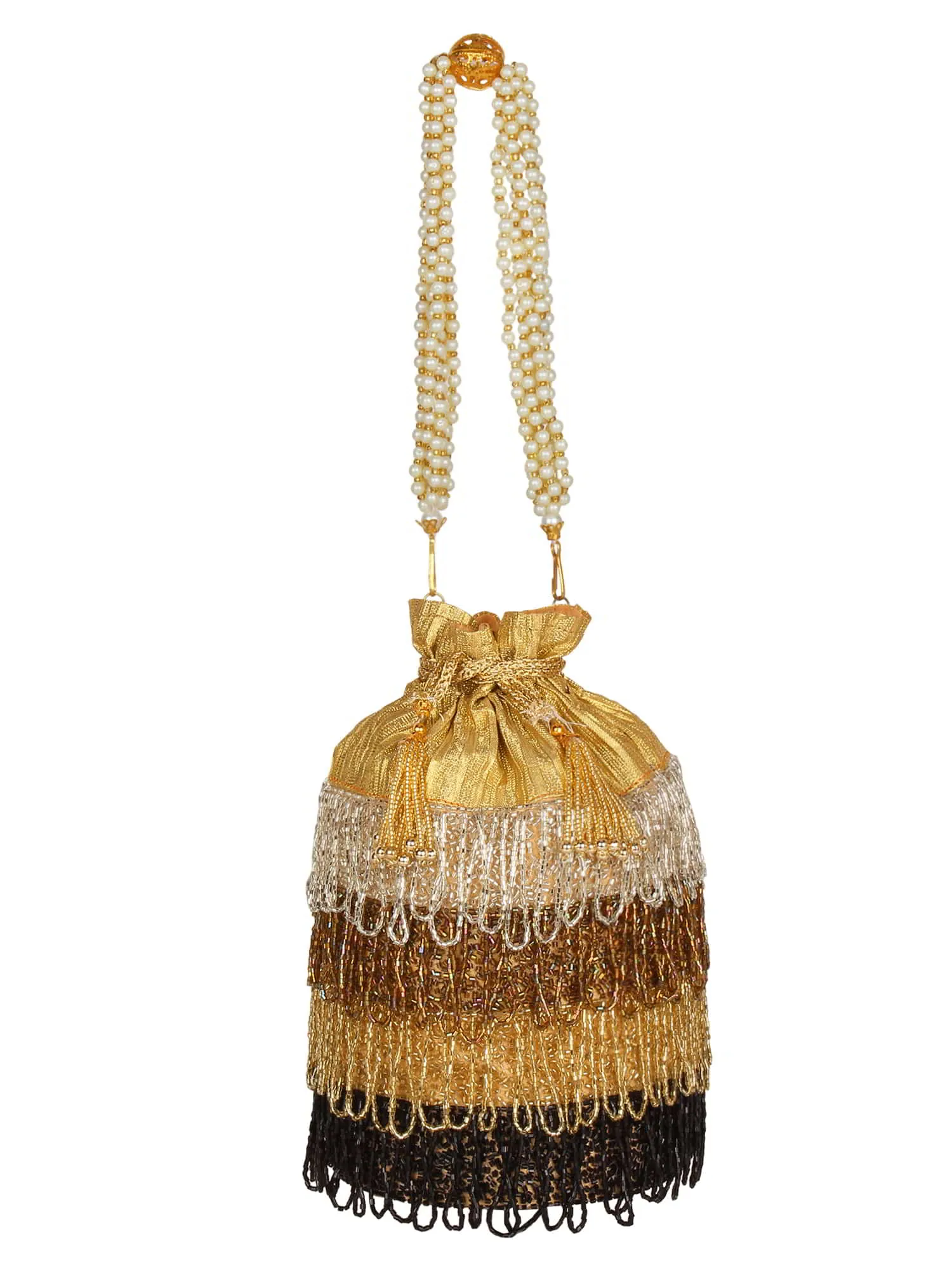 Dangle Embellished Faux Silk Potli