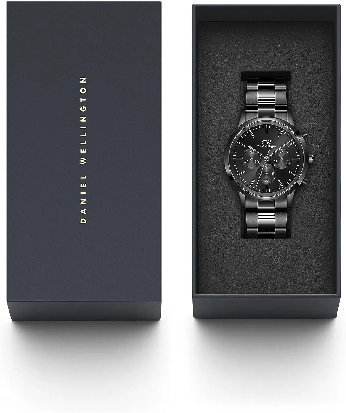 Daniel Wellington Iconic Chronograph Men’s Watch - 42mm Case, Japanese Quartz Movement, Stainless Steel or Leather Strap, Water Resistant, Analog Watch for Men