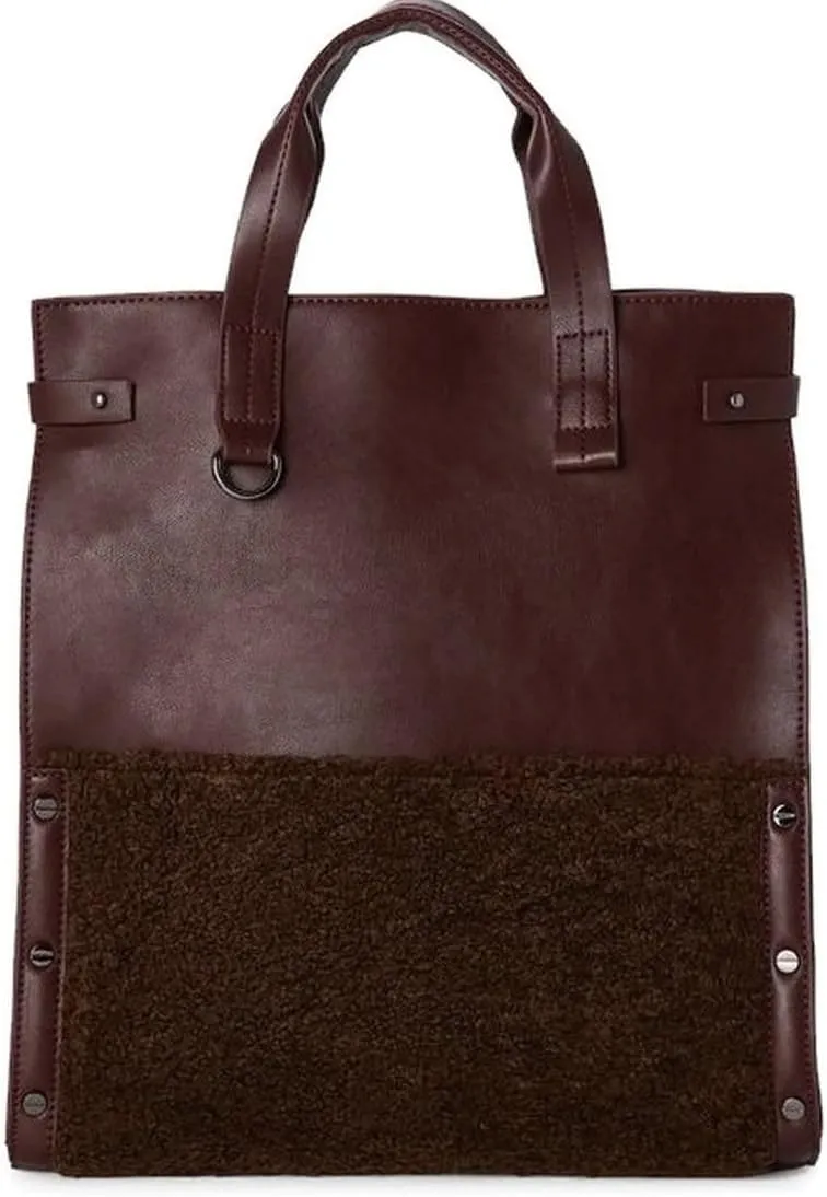 Danielle Nicole Womens Minx Faux Leather Colorblock Tote Handbag Purple Large