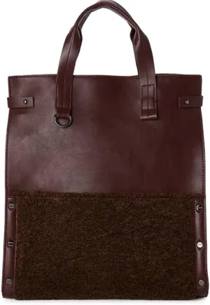 Danielle Nicole Womens Minx Faux Leather Colorblock Tote Handbag Purple Large