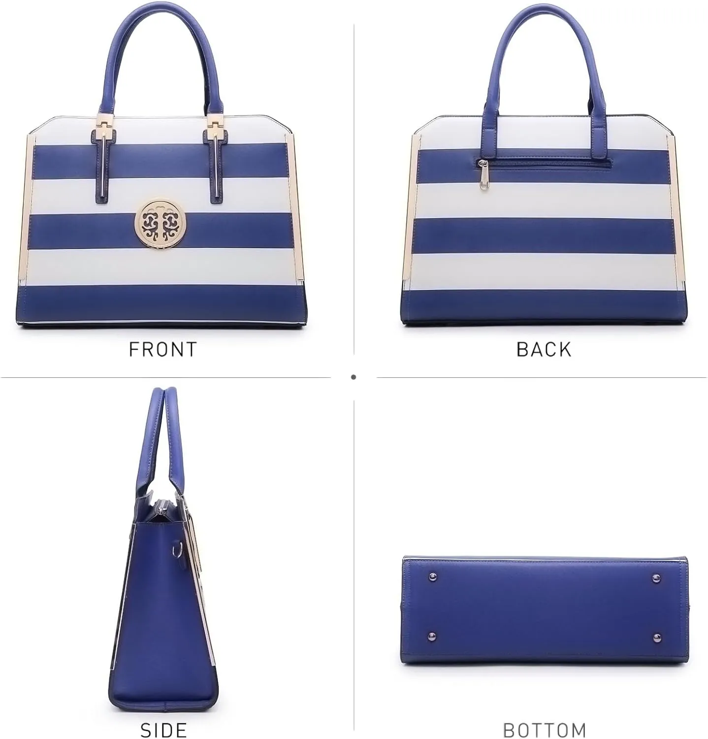 Dasein Women Large Handbag Purse Vegan Leather Satchel Work Bag Shoulder Tote with Matching Wallet