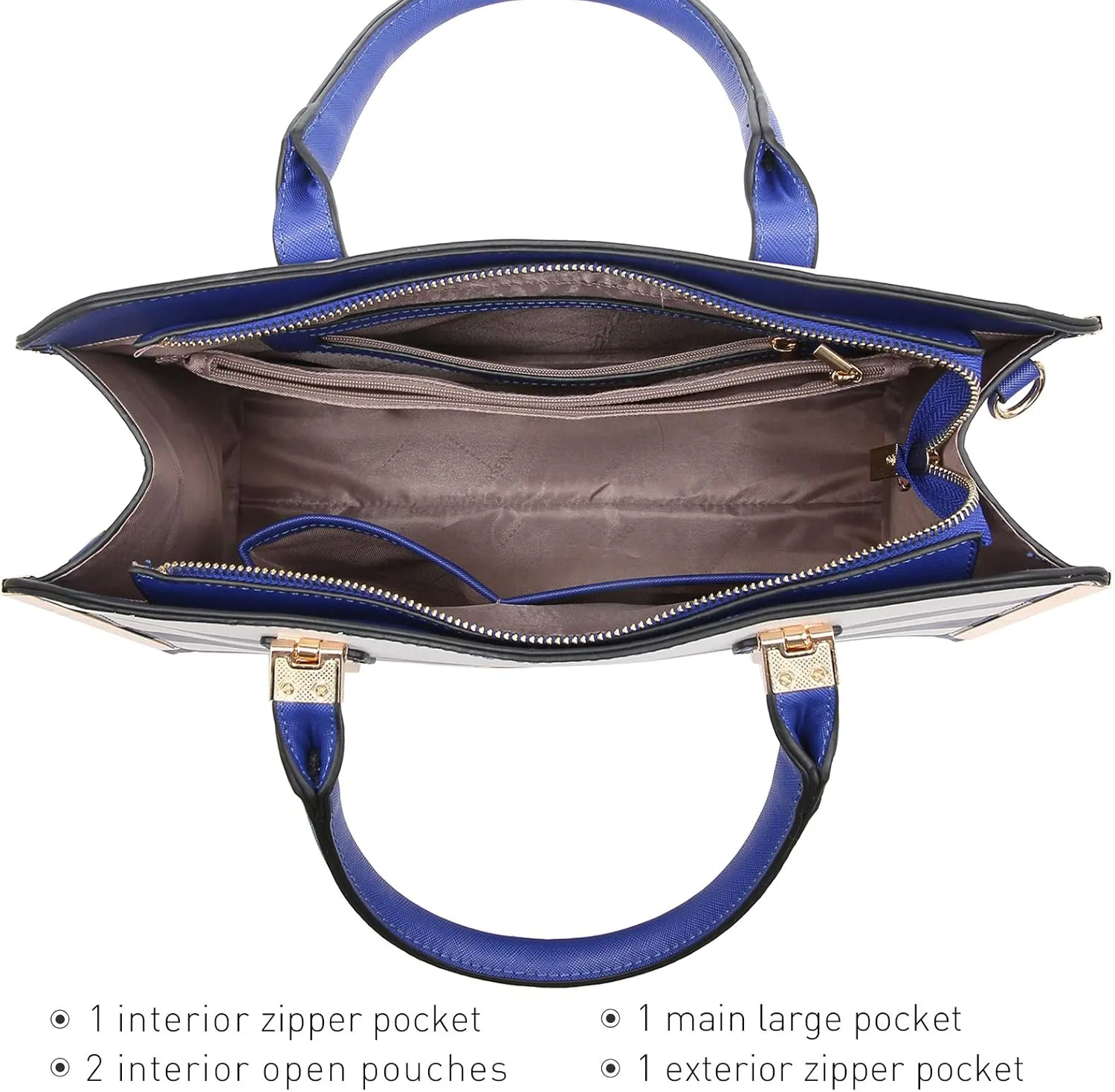 Dasein Women Large Handbag Purse Vegan Leather Satchel Work Bag Shoulder Tote with Matching Wallet