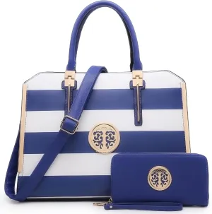 Dasein Women Large Handbag Purse Vegan Leather Satchel Work Bag Shoulder Tote with Matching Wallet