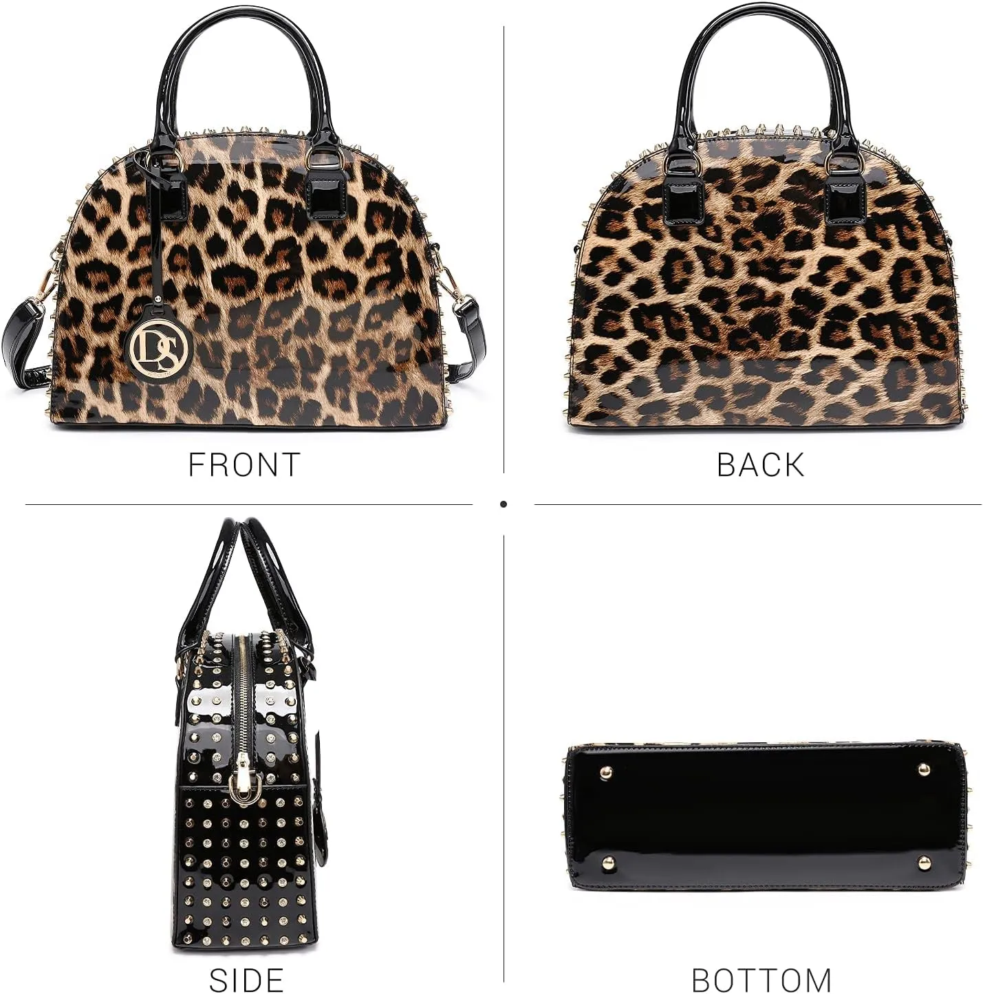 Dasein Women Patent Leather Purses Handbags Dome Satchel Purse Work Tote Structured Shoulder Bag with Long Strap