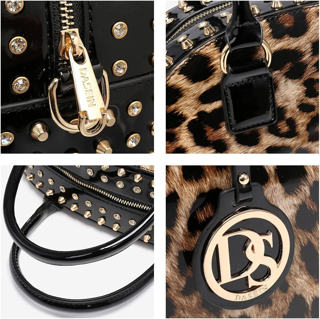 Dasein Women Patent Leather Purses Handbags Dome Satchel Purse Work Tote Structured Shoulder Bag with Long Strap