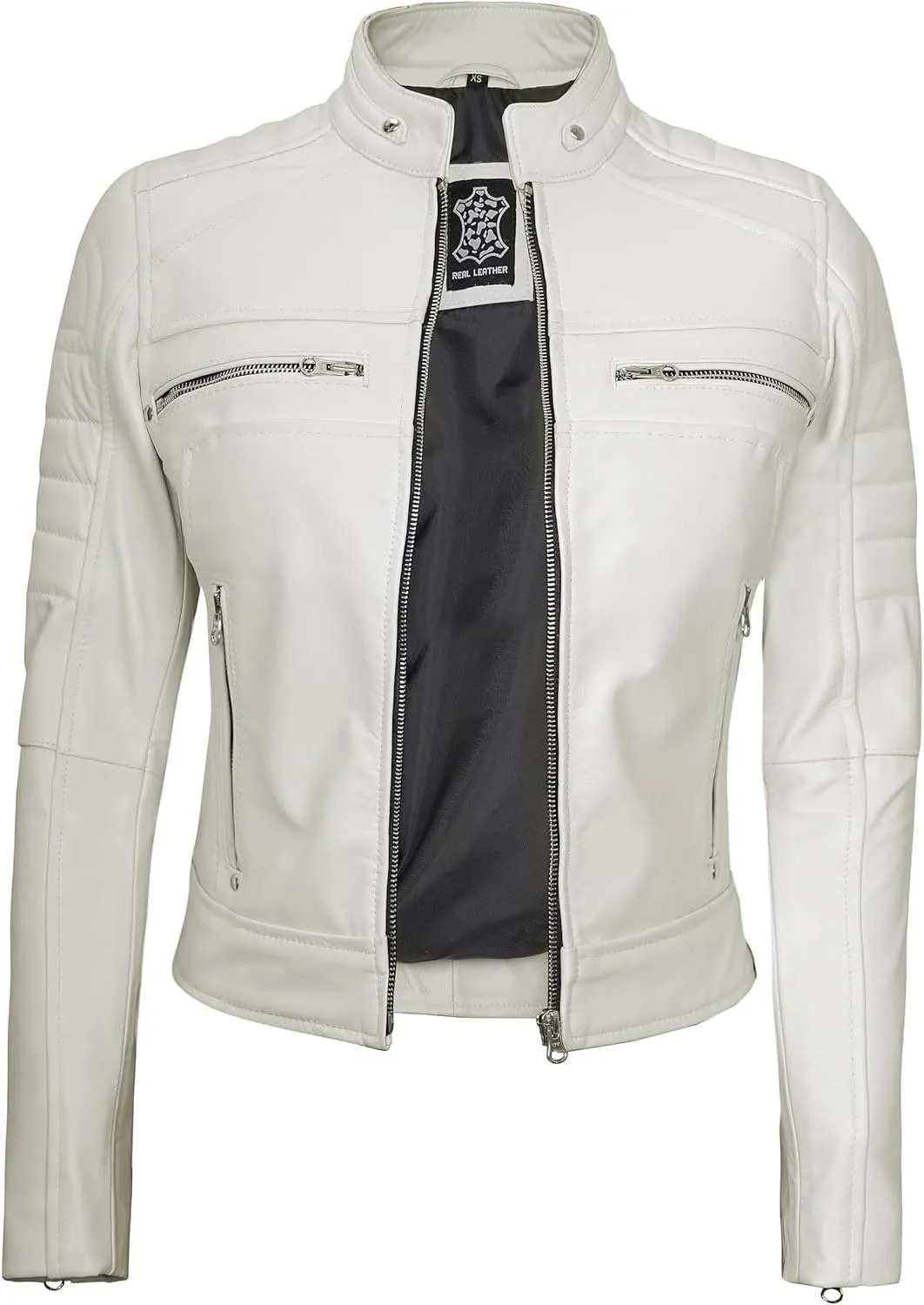 Decrum Leather Jacket Women - Stylish Casual Real Lambskin Leather Jackets for Women