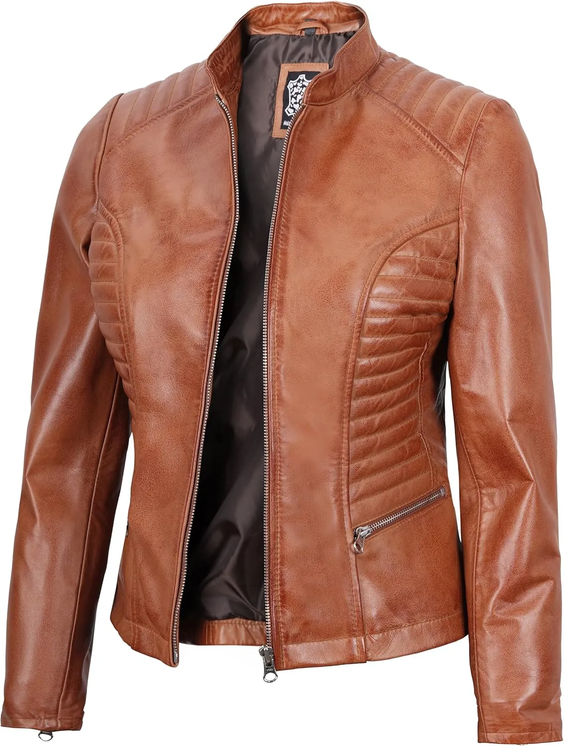Decrum Leather Jacket Women - Stylish Casual Real Lambskin Leather Jackets for Women