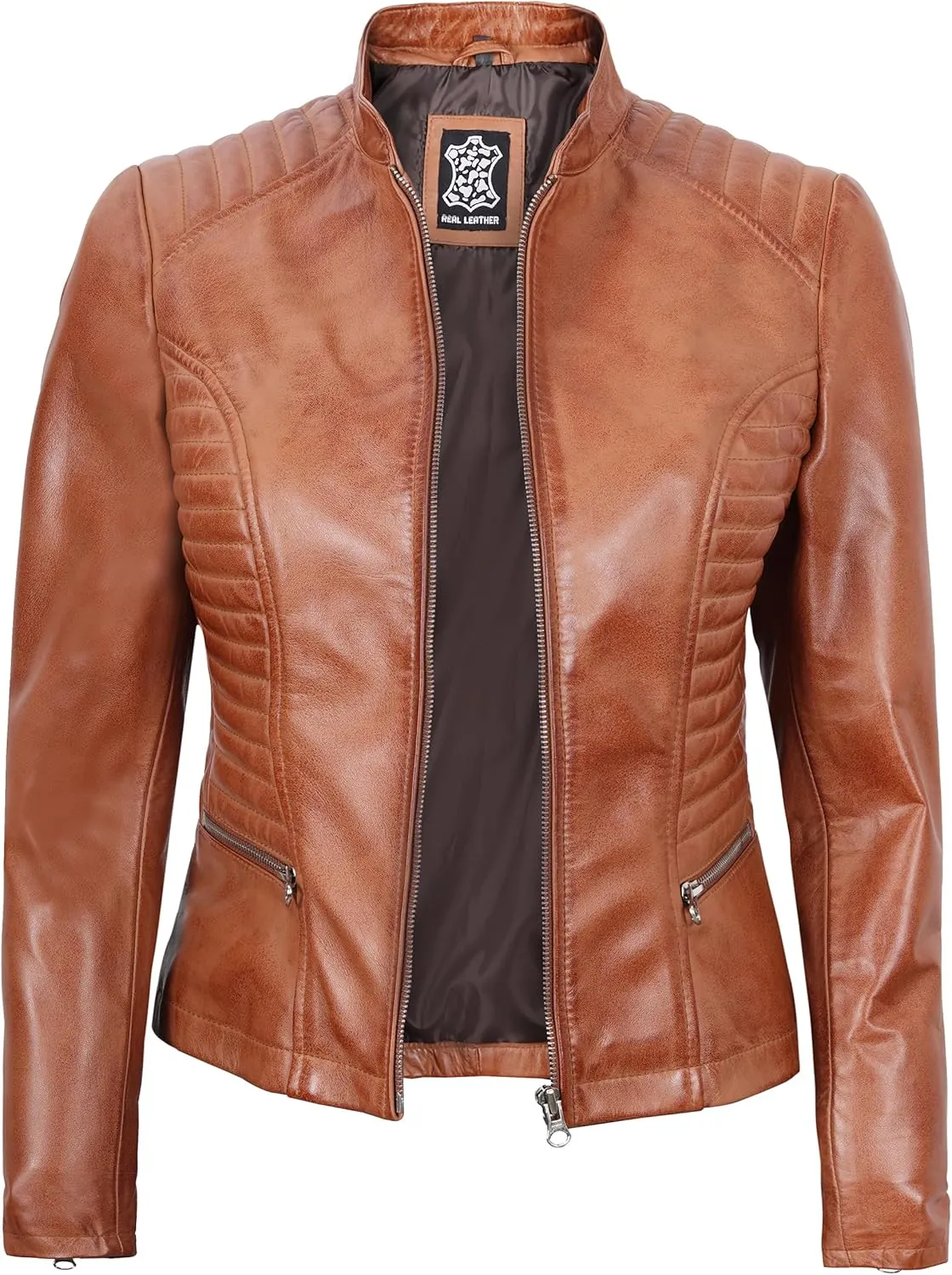 Decrum Leather Jacket Women - Stylish Casual Real Lambskin Leather Jackets for Women