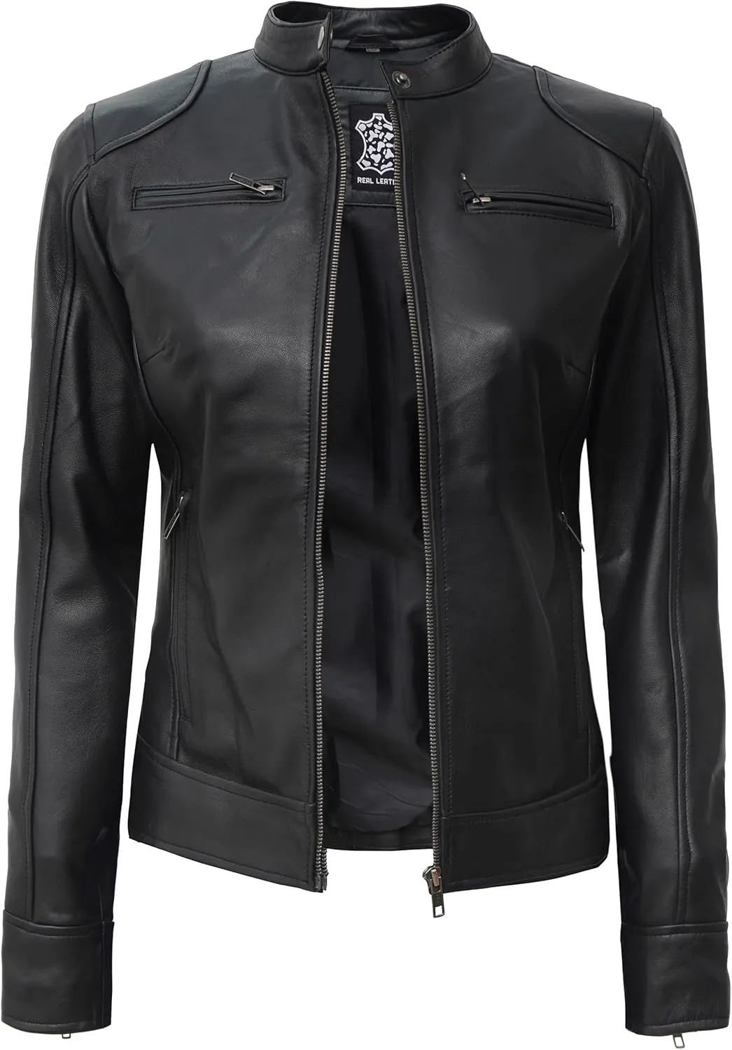 Decrum Leather Jackets For Women - Cafe Racer Style Casual Trending Fashion Womens Leather Jacket
