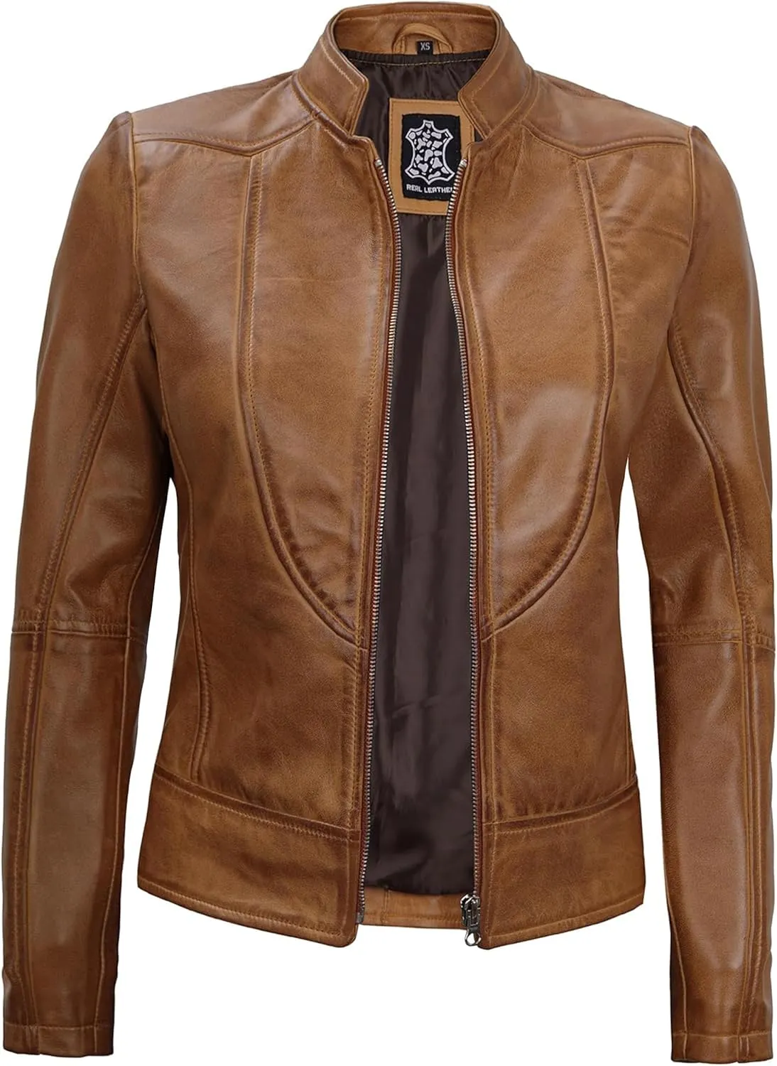 Decrum Womens Leather Jacket - Real Lambskin Stylish Leather Jackets For Women