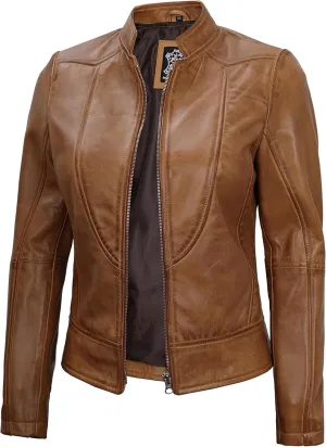 Decrum Womens Leather Jacket - Real Lambskin Stylish Leather Jackets For Women