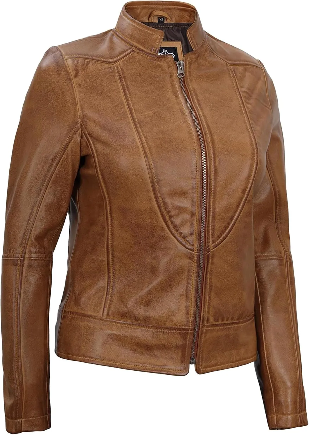 Decrum Womens Leather Jacket - Real Lambskin Stylish Leather Jackets For Women