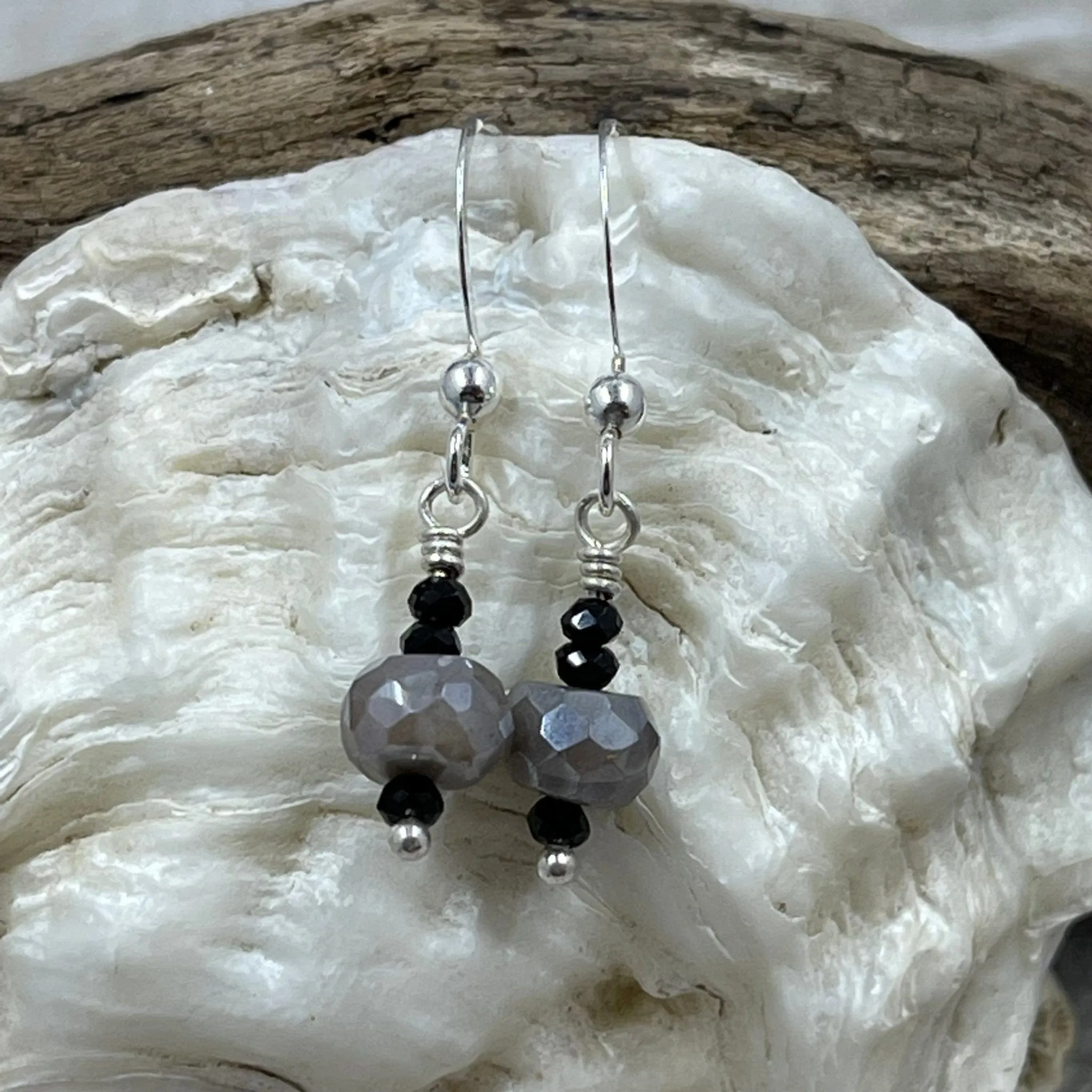 Diamond Coated Moonstone Earrings
